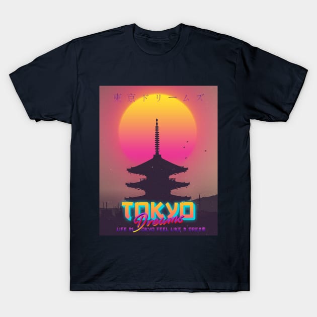 Tokyo Dreams - Vaporwave T-Shirt by Aanmah Shop
